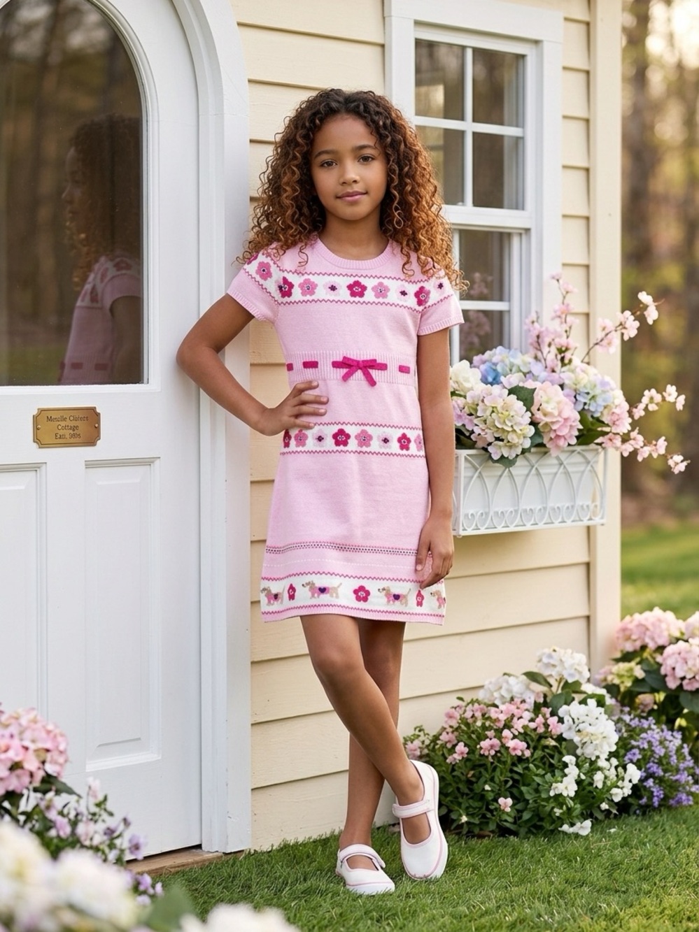 Gymboree 100% cotton - Knit Dress puppies, flowers, Stripes and Bow